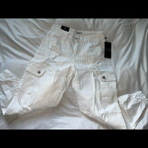 White jean joggers